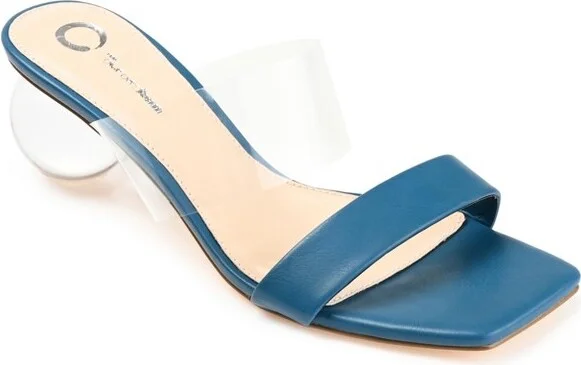 Journee Collection Women's July Open Toe Low Heel Pumps Blue