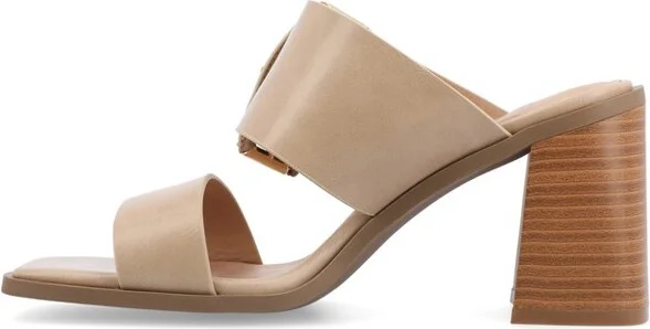 Journee Collection Women's Junie Slip On Double Strap Sandals, Tan - Image 2