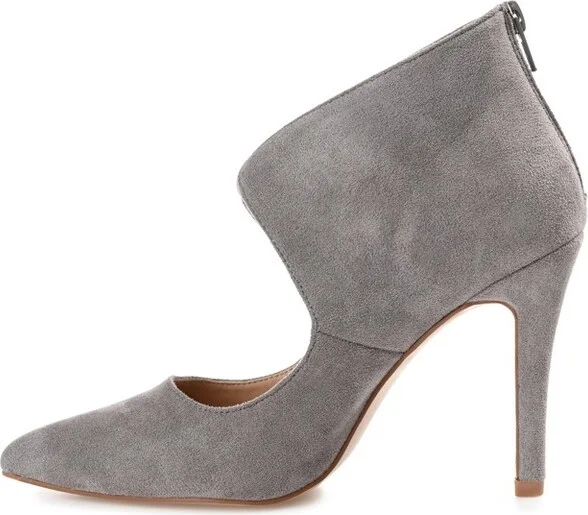 Journee Collection Women's Junniper Back Heel Zip High Stiletto Pointed Toe Pumps Grey - Image 2