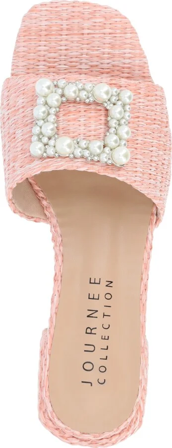 Journee Collection Women's Justina Ornamented Raffia Slide Sandals - Image 4