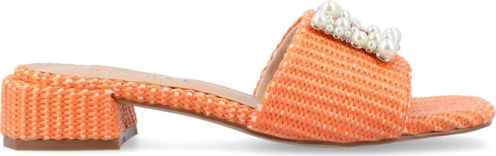 Journee Collection Women's Justina Ornamented Raffia Slide Sandals - Image 7