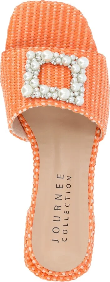 Journee Collection Women's Justina Ornamented Raffia Slide Sandals - Image 9