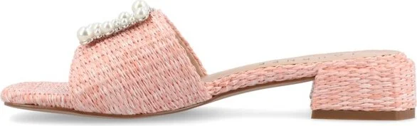 Journee Collection Women's Justina Slip On Raffia Flat Sandals, Natural - Image 2