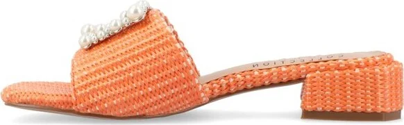 Journee Collection Women's Justina Slip On Raffia Flat Sandals, Natural - Image 5