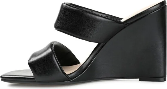 Journee Collection Womens Kailee Tru Comfort Foam Slip On Open Square Toe Wedge Sandals Black 12 - Image 2