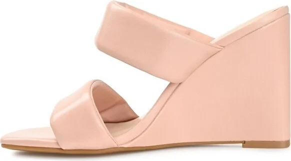 Journee Collection Womens Kailee Tru Comfort Foam Slip On Open Square Toe Wedge Sandals Blush 9 - Image 2