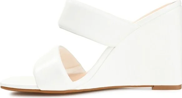 Journee Collection Womens Kailee Tru Comfort Foam Slip On Open Square Toe Wedge Sandals White 10 - Image 2