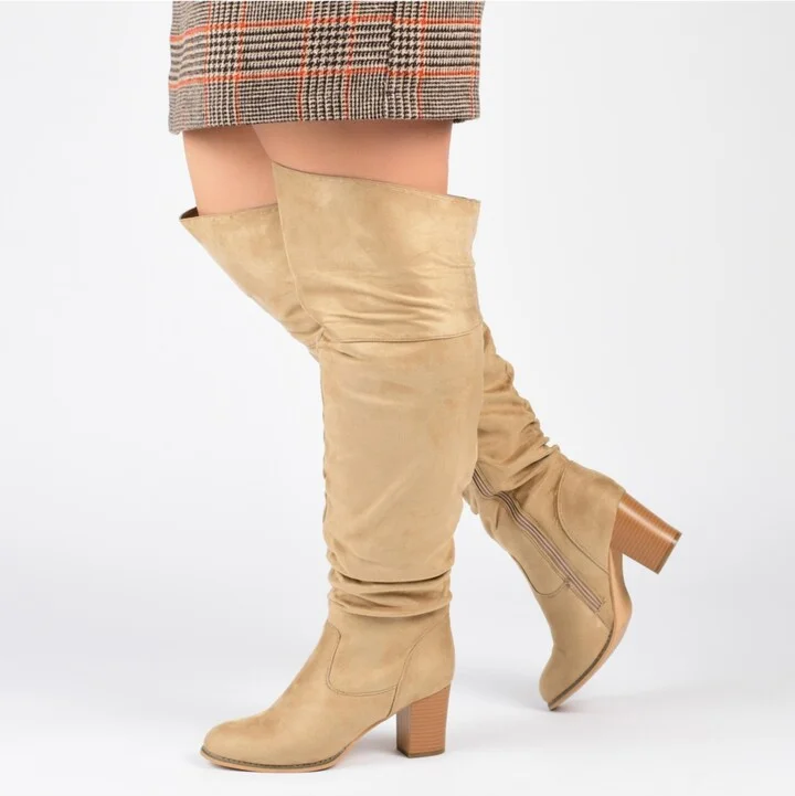 Journee Collection Women's Kaison Extra Wide Calf Stacked Heel Over The Knee Boots - Image 2