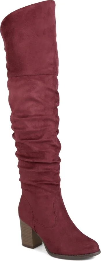 Journee Collection Women's Kaison Extra Wide Calf Stacked Heel Over The Knee Boots