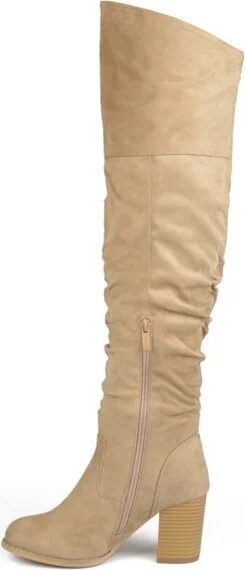Journee Collection Women's Kaison Stacked Heel Over The Knee Boots Black - Image 5