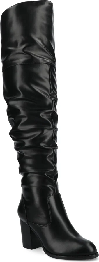 Journee Collection Women's Kaison Stacked Heel Over The Knee Boots