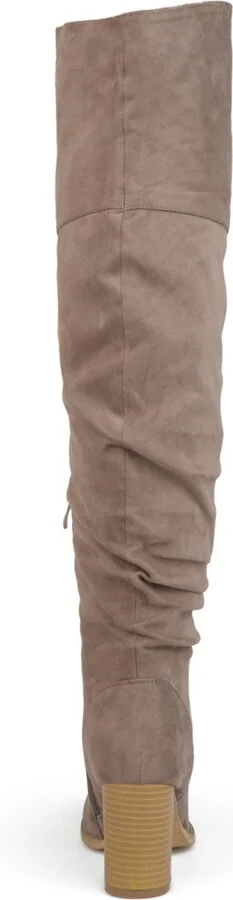 Journee Collection Women's Kaison Wide Calf Stacked Heel Over The Knee Boots - Image 6