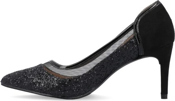 Journee Collection Women's Kalani Pointed Toe Mid Heel Pumps Black - Image 2