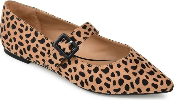Journee Collection Women's Karissa Buckle Pointed Toe Mary Jane Flats Black