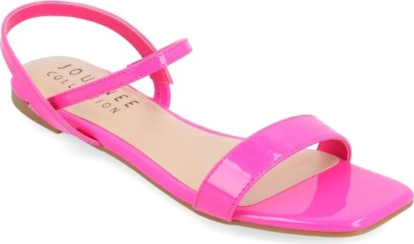 Journee Collection Women's Karren Pull On Sling Back Flat Sandals Fuchsia