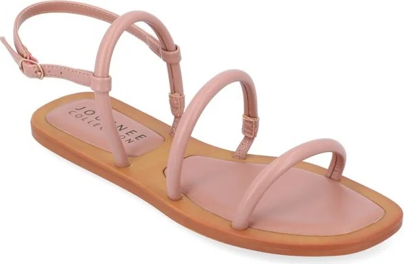 Journee Collection Women's Karrio Buckle Sling Back Flat Sandals Blush