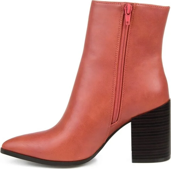 Journee Collection Women's Kathie Inside Zip Stacked Heel Booties Clay - Image 2