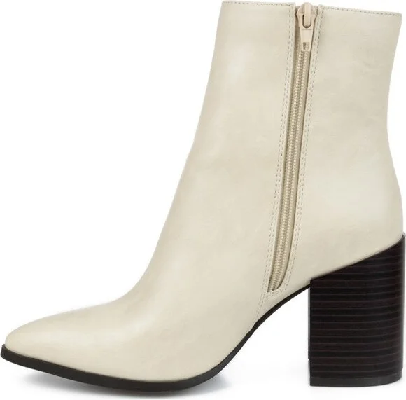 Journee Collection Women's Kathie Inside Zip Stacked Heel Booties Clay - Image 3