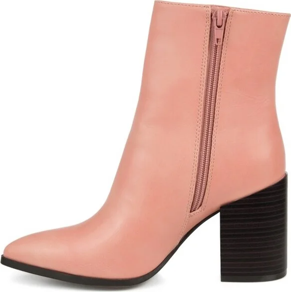 Journee Collection Women's Kathie Inside Zip Stacked Heel Booties Clay - Image 6