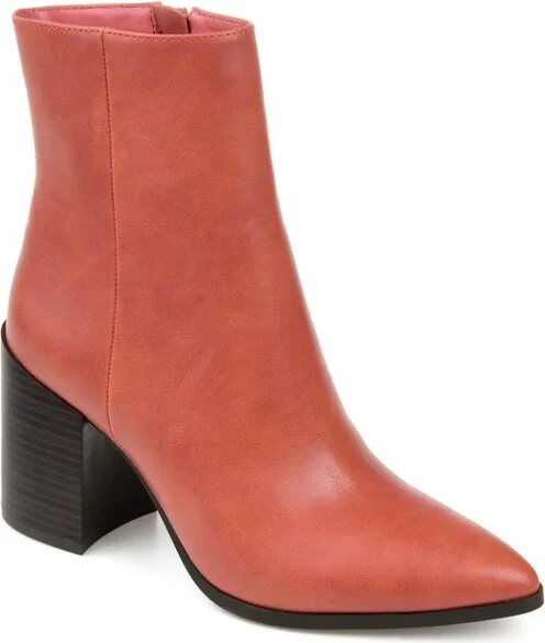 Journee Collection Women's Kathie Inside Zip Stacked Heel Booties Clay