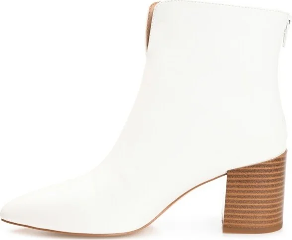 Journee Collection Womens Kayden Tru Comfort Foam Back Heel Zip Stacked Heel Booties Ivory 11 - Image 2