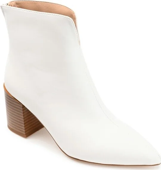 Journee Collection Womens Kayden Tru Comfort Foam Back Heel Zip Stacked Heel Booties Ivory 12