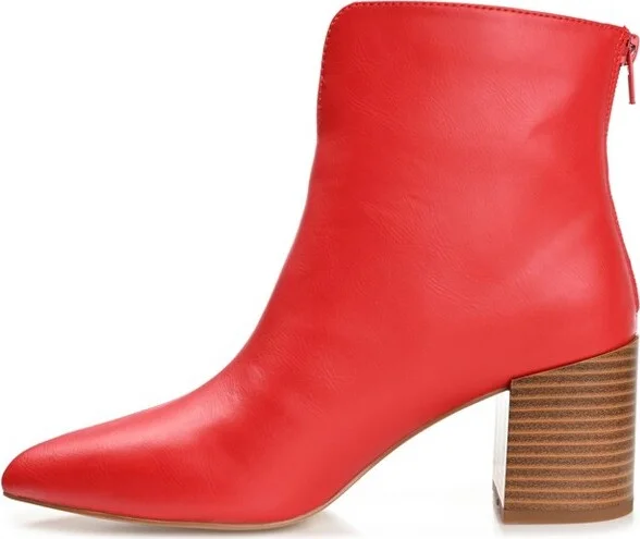 Journee Collection Womens Kayden Tru Comfort Foam Back Heel Zip Stacked Heel Booties Red 12 - Image 2