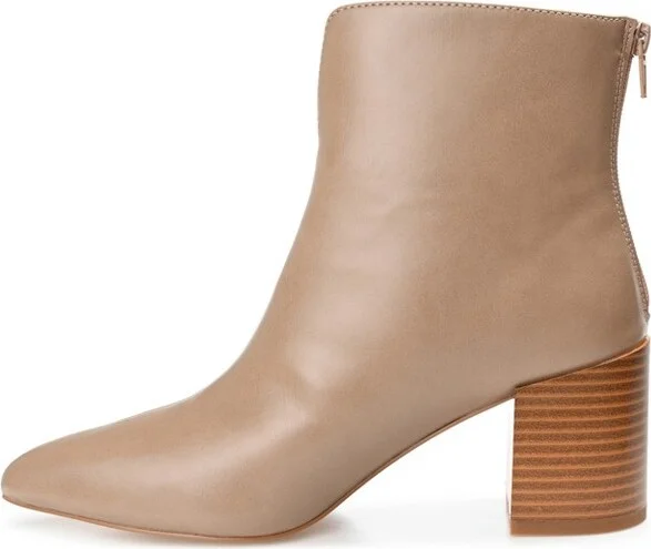 Journee Collection Womens Kayden Tru Comfort Foam Back Heel Zip Stacked Heel Booties Taupe 11 - Image 2