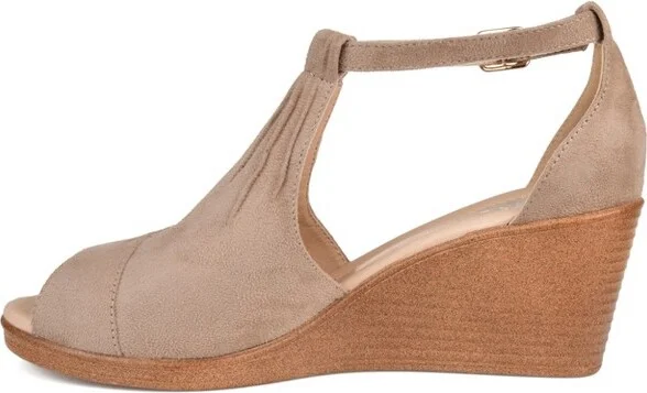 Journee Collection Women's Kedzie Medium and Wide Width Buckle Open Toe Wedge Grey - Image 4