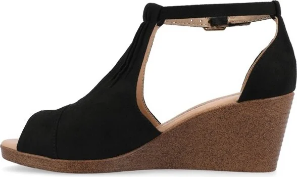 Journee Collection Women's Kedzie Medium and Wide Width Buckle Open Toe Wedge Grey - Image 6