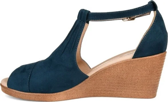 Journee Collection Women's Kedzie Medium and Wide Width Buckle Open Toe Wedge Grey - Image 7
