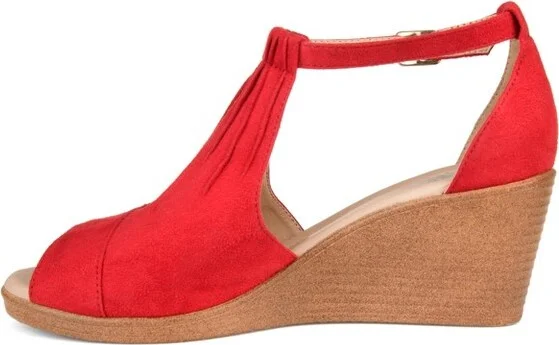 Journee Collection Women's Kedzie Medium and Wide Width Buckle Open Toe Wedge Grey - Image 8