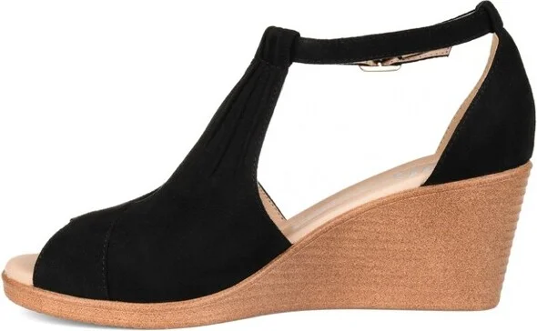 Journee Collection Women's Kedzie Medium and Wide Width Buckle Open Toe Wedge Grey - Image 10