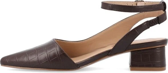 Journee Collection Women's Keefa Pointed Toe Low Block Heel Pumps Black - Image 3