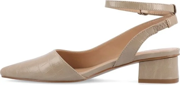 Journee Collection Women's Keefa Pointed Toe Low Block Heel Pumps Black - Image 4