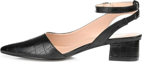 Journee Collection Women's Keefa Pointed Toe Low Block Heel Pumps Black - Image 6
