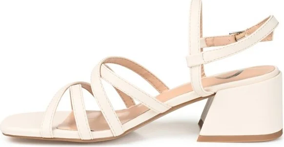 Journee Collection Womens Kempsy Open Square Toe Block Heel Sandals Beige 8.5 - Image 2