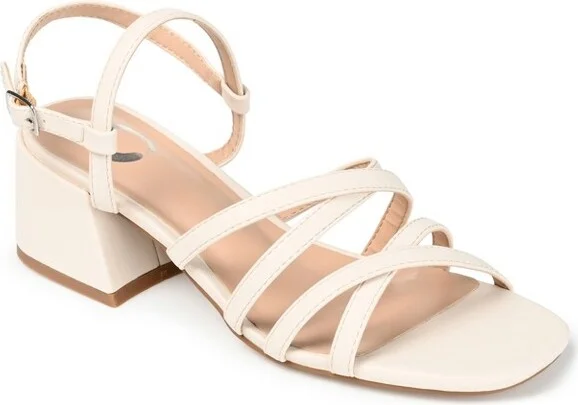 Journee Collection Womens Kempsy Open Square Toe Block Heel Sandals Beige 8.5