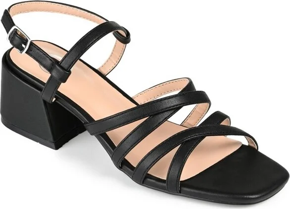 Journee Collection Womens Kempsy Open Square Toe Block Heel Sandals Black 6.5