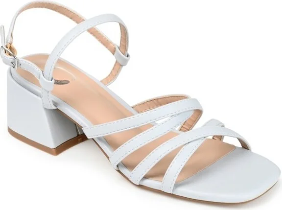 Journee Collection Womens Kempsy Open Square Toe Block Heel Sandals Blue 8.5
