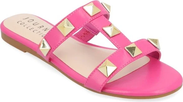 Journee Collection Women's Kendall Studded Slide Sandal Pink