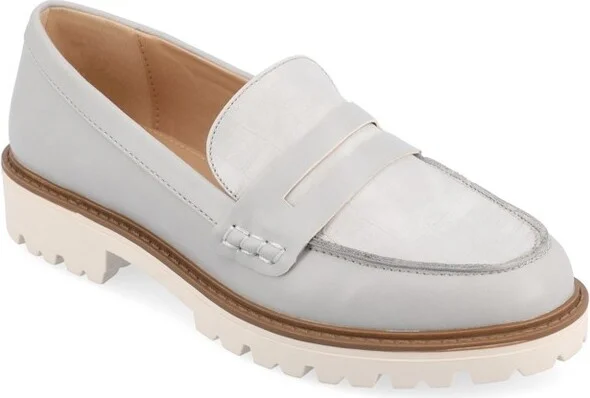 Journee Collection Women's Kenly Medium and Wide Width Slip On Round Toe Loafer Flats Grey