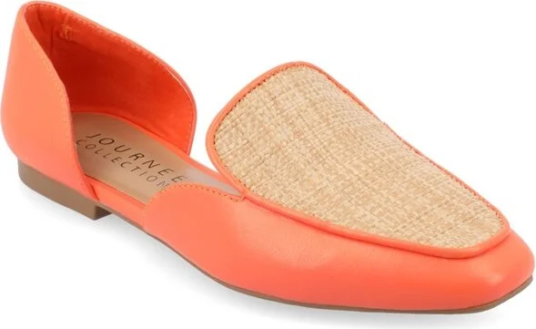 Journee Collection Women's Kennza Soft Faux Leather Slip On Flats, Orange