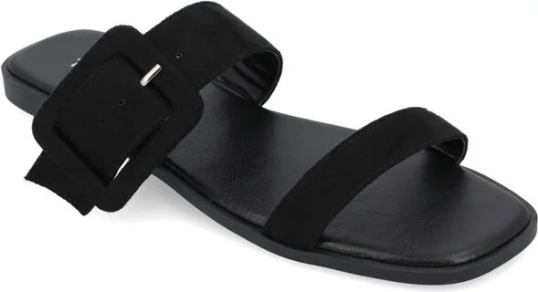Journee Collection Women's Kerris Multi Strap Slip On Sandals Black