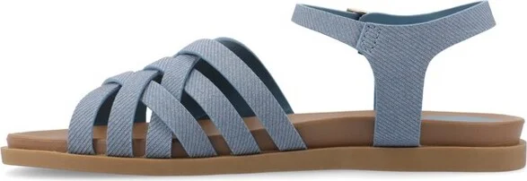 Journee Collection Women's Kimmie Ankle Strap Flat Sandals Denim - Image 2