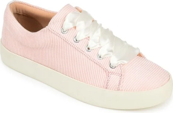 Journee Collection Women's Kinsley Round Toe Lace Up Sneakers Pink