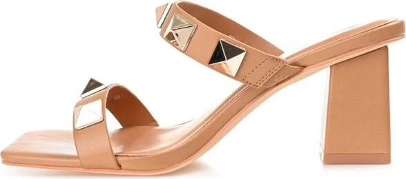 Journee Collection Women's Kirian Open Square Toe Block Heel Sandals Tan - Image 2
