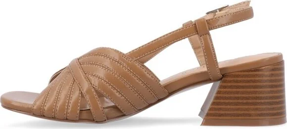 Journee Collection Women's Kirsi Sling Back Stacked Heel Open Toe Sandals Brown - Image 2