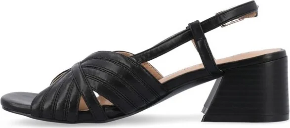 Journee Collection Women's Kirsi Sling Back Stacked Heel Open Toe Sandals Brown - Image 4