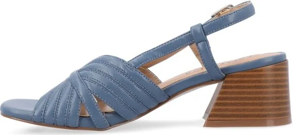 Journee Collection Women's Kirsi Sling Back Stacked Heel Open Toe Sandals Brown - Image 5